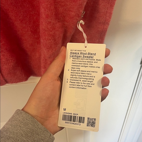 NWT Hot pink, Lululemon V-neck button up cardigan in alpaca/wool blend - Picture 4 of 8